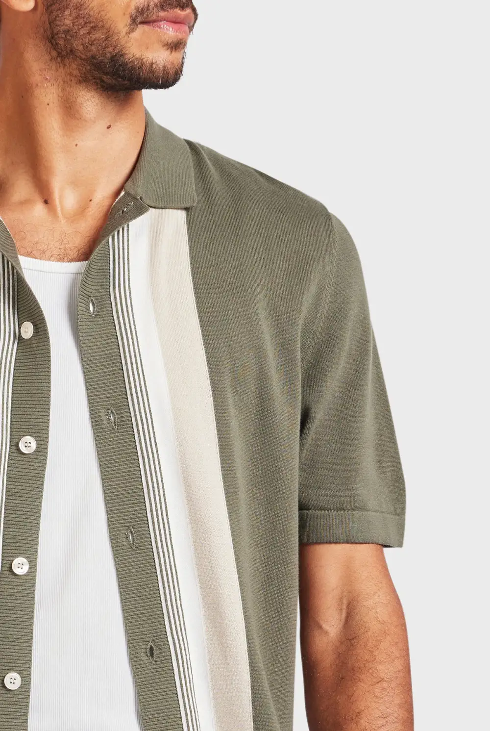 Minimalist Paneled Short Sleeve Linen Shirt