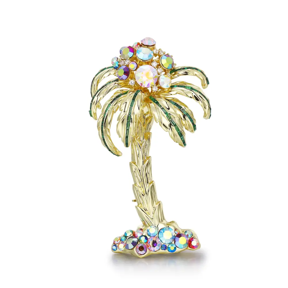 Tropical Palm Crystal Brooch