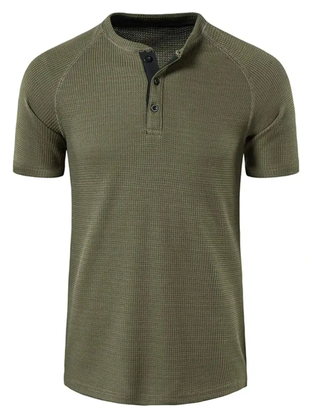 Relaxed Waffle Knit Henley Tee