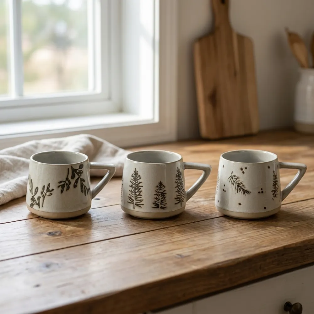 Botanical Ceramic Coffee Mugs