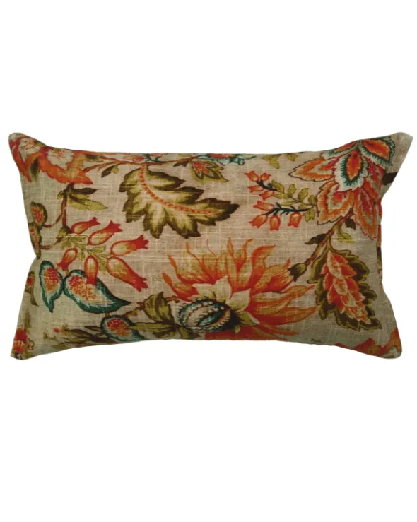 Floral Textured Cotton Lumbar Decorative Cushion Cover