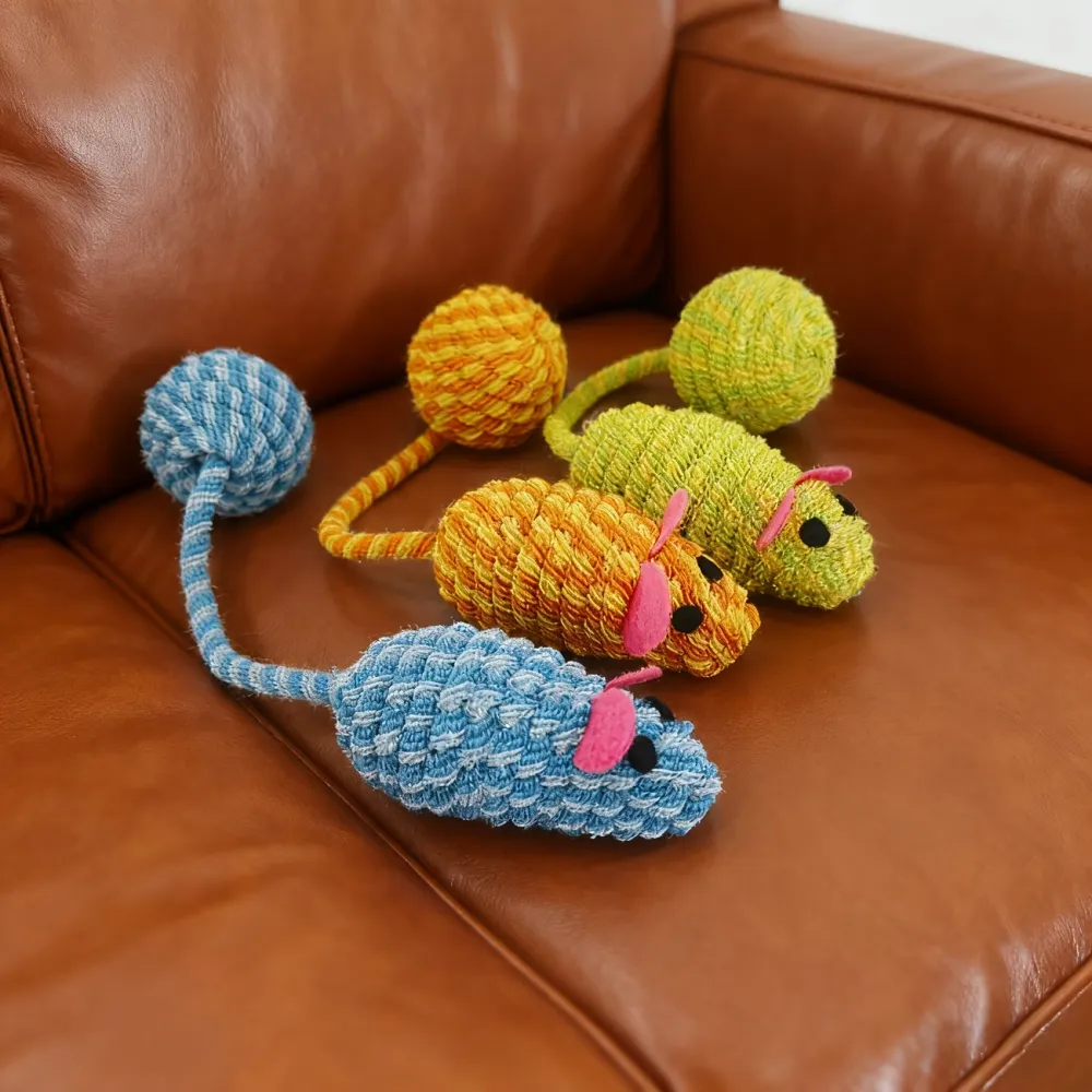 3 Pcs Textured Mouse Cat Toy