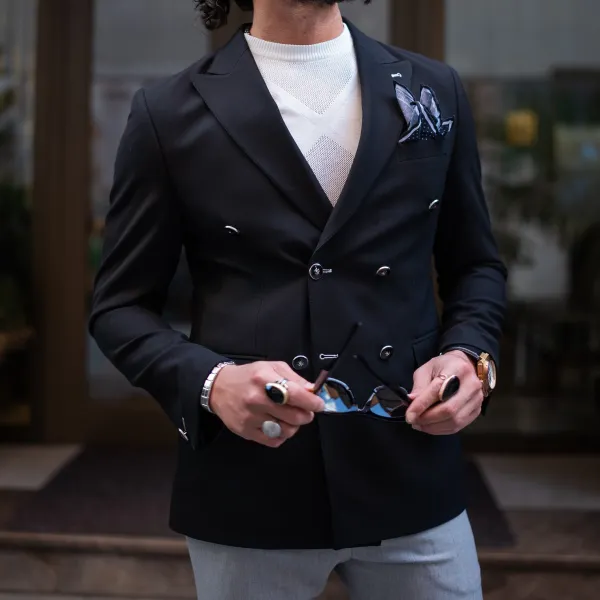 Classic Double Breasted Slim Fit Blazer