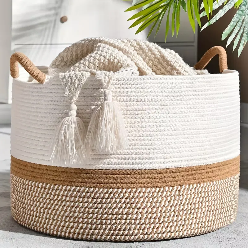Two-Tone Woven Organizer Basket