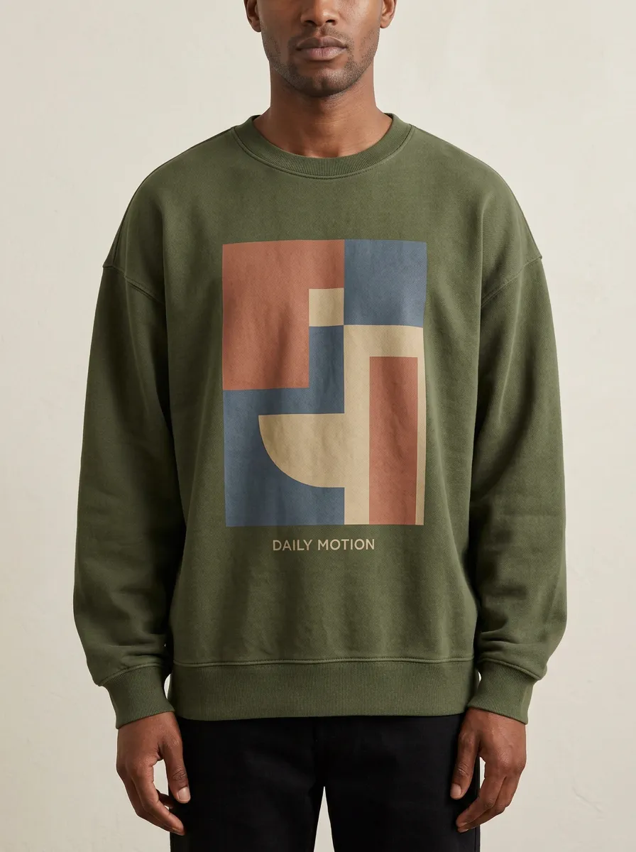 Motion Geometric Abstract Crewneck Hoodie