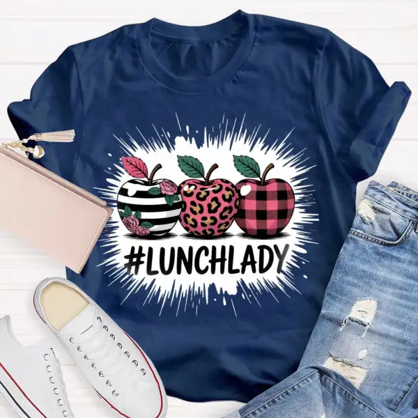 Lunch Lady Red Leopard Print Apple T-Shirt