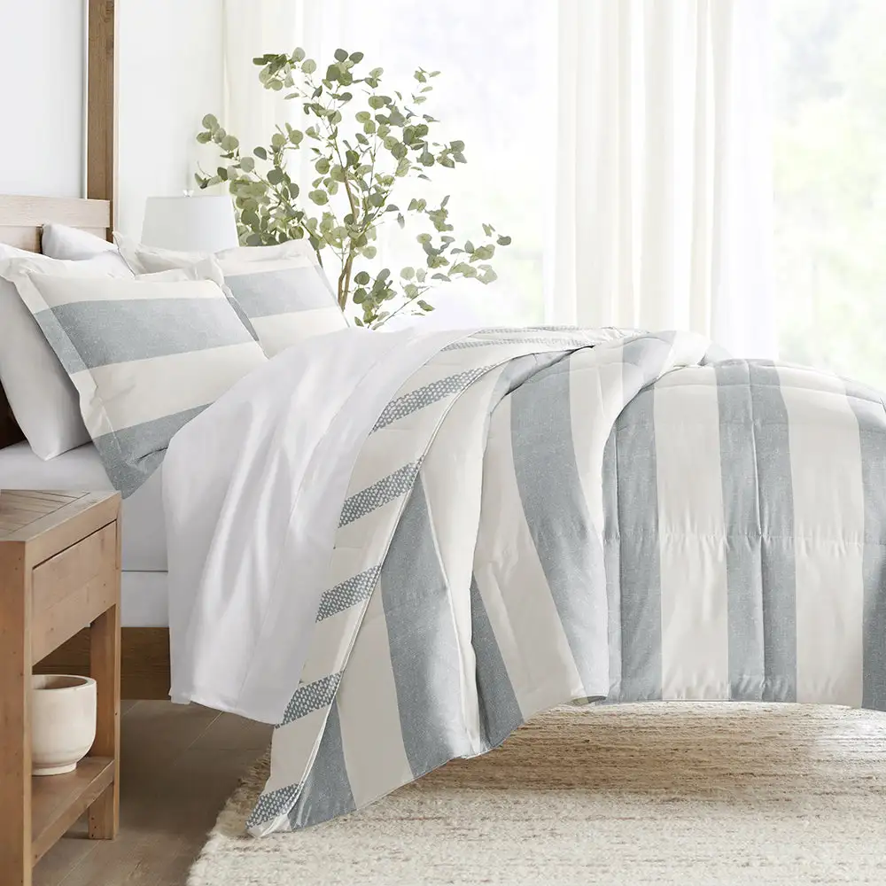 Distressed Stripe Reversible Down Alternative Comforter Set