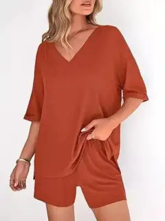 Classic Relaxed Everyday Top and Shorts Matching Set