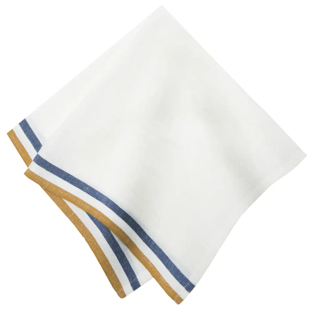 Textured Tricolor Stripe Linen Napkin Set