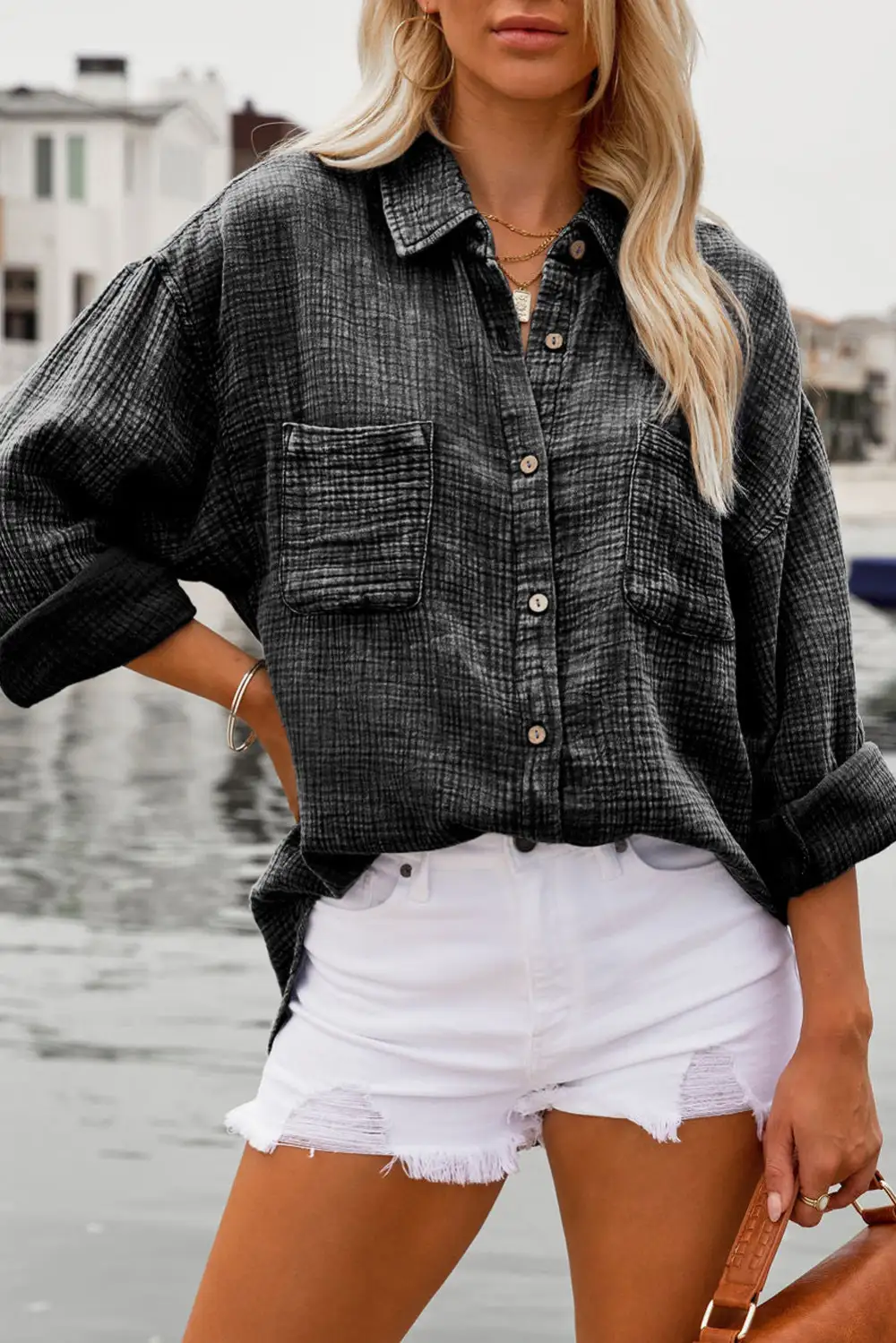Crinkle Texture Textured Blouse