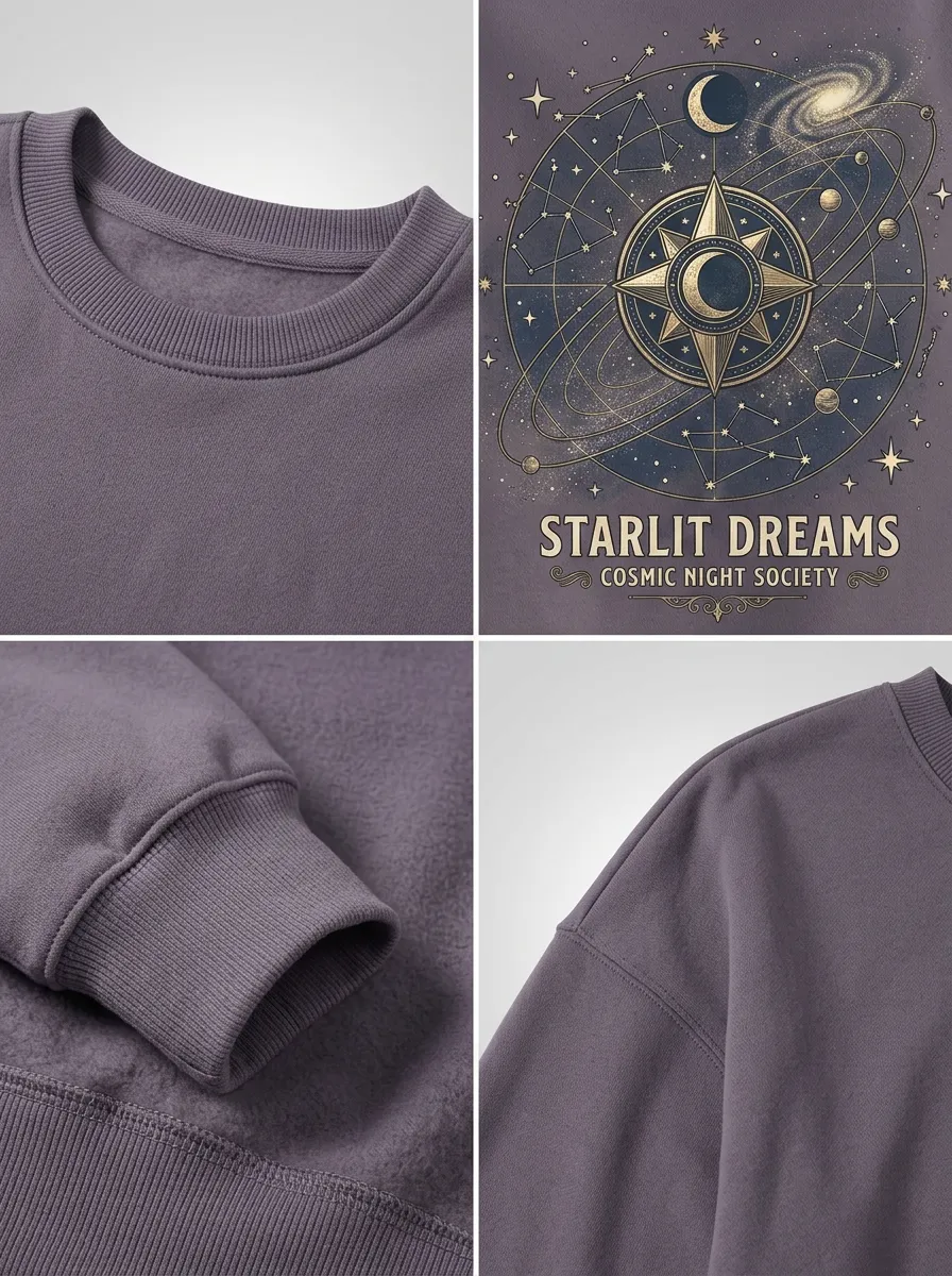 Women's Celestial Starlit Dreams Cosmic Compass Printed T-shirt