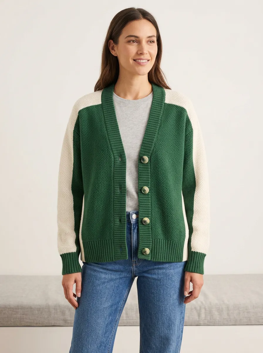 Rugby Color Block Knit Cardigan