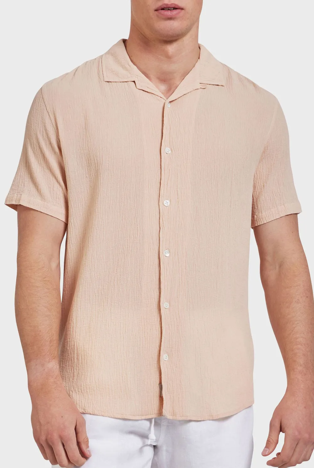 Casual Short Sleeve Shirt- Peach