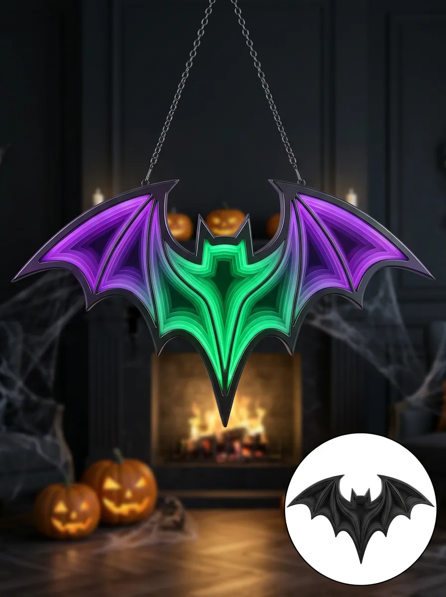 Bat-Shape Layered Gothic Halloween Bat Light