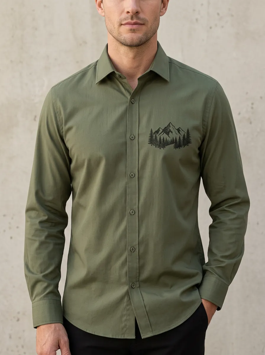 Men's Outdoor Nature Lover Mountain Forest Printed Shirt