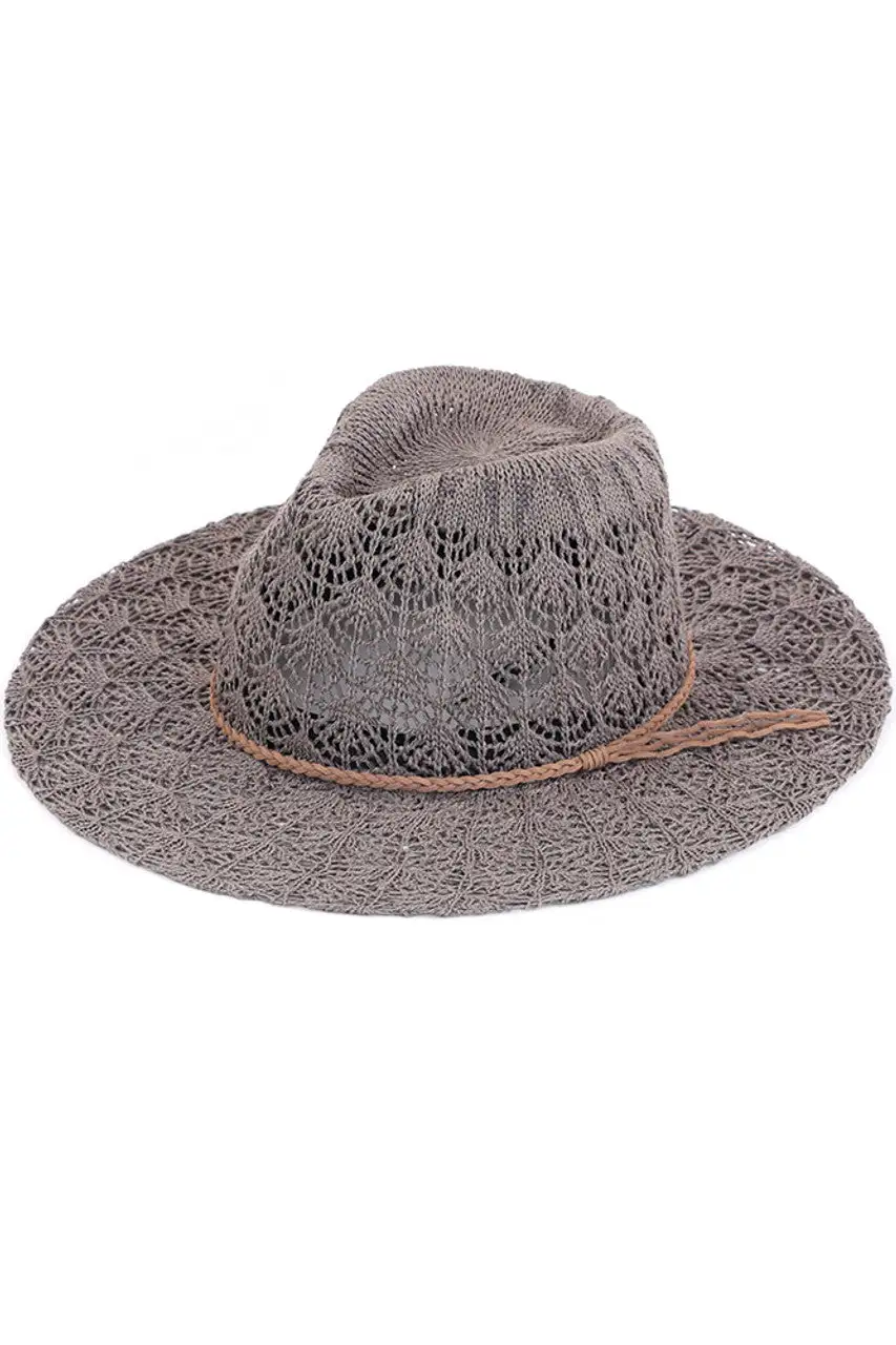 Horseshoe Lace Knitting Wide Brim Hat