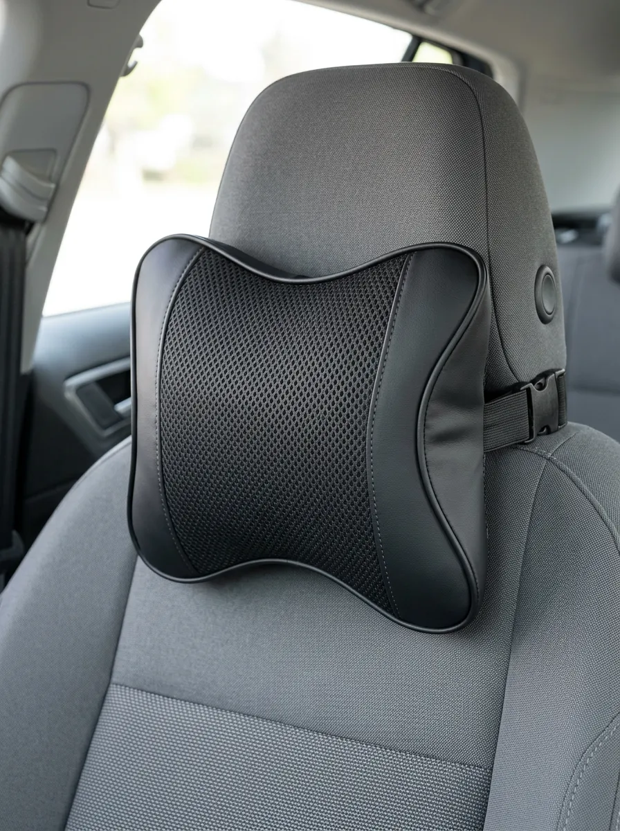 Mesh Leather-Texture Car Neck Support Pillow