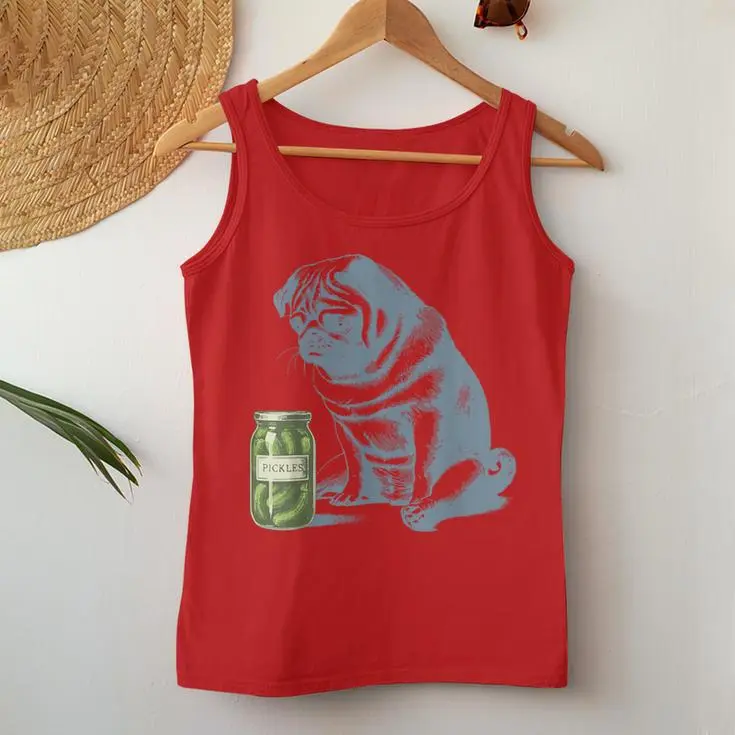 Vintage Sad Pug With Pickles Women Tank Top