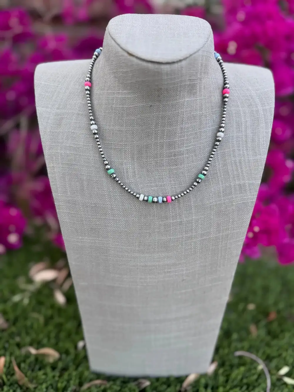 Beaded Pearl Opal Sterling Silver Statement Necklace