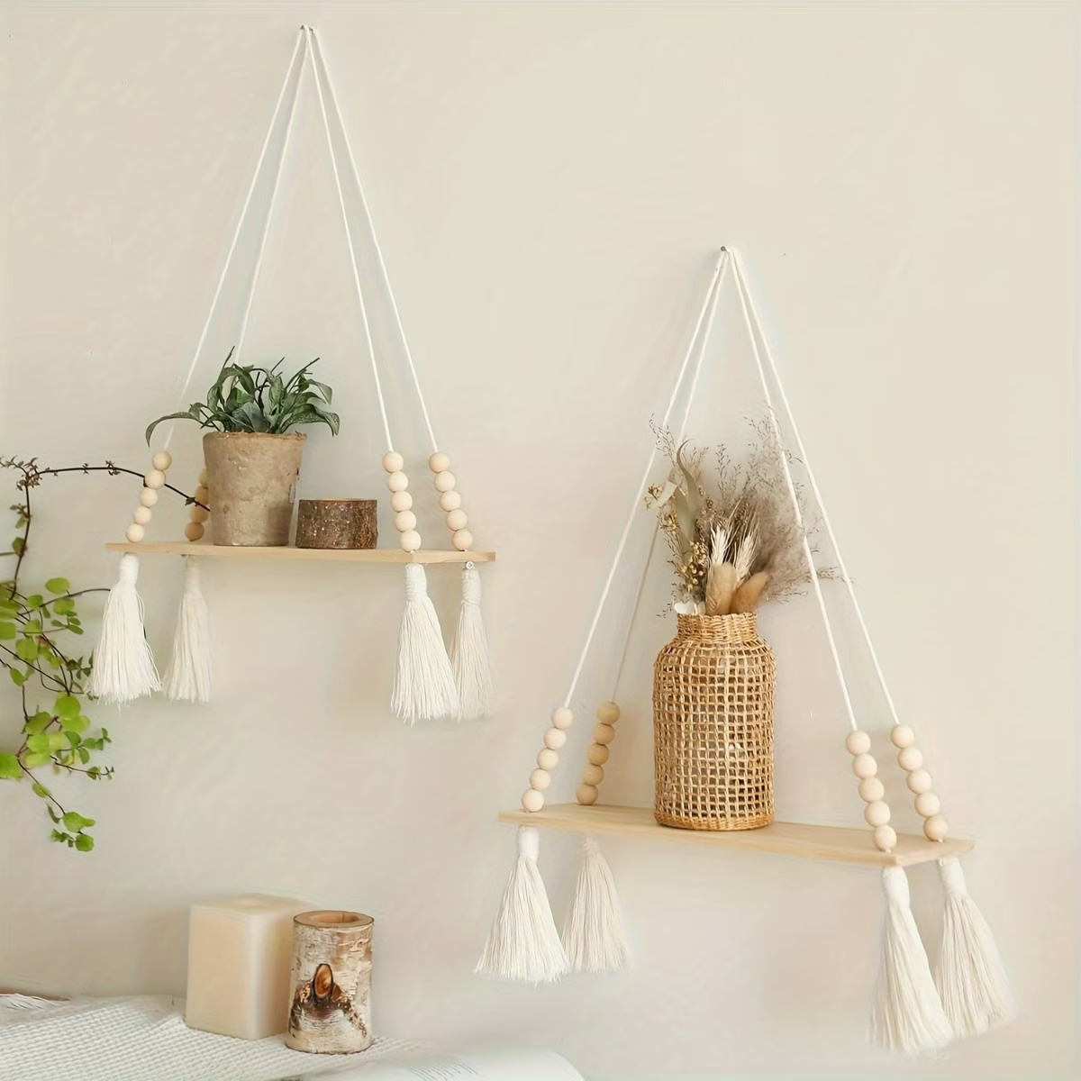Boho Hanging Wall Plant Shelf