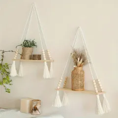 Boho Hanging Wall Plant Shelf
