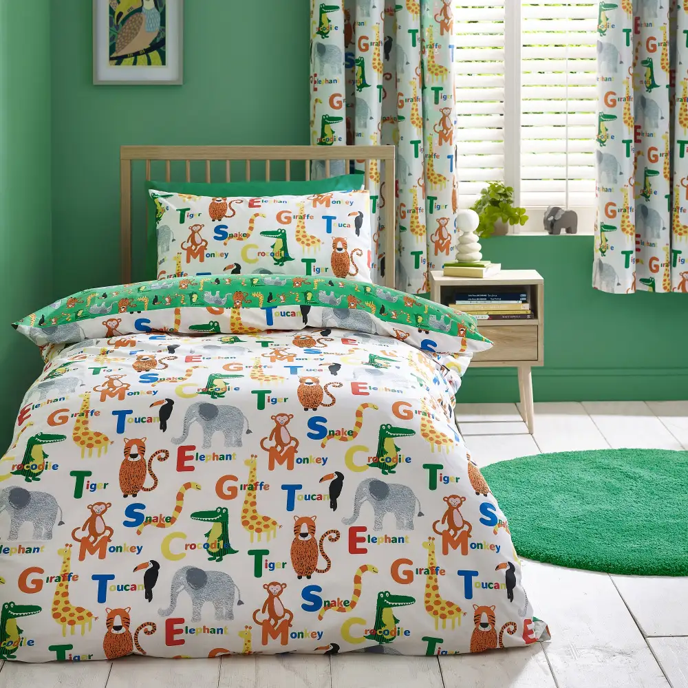 Modern Bedroom Reversible Animal Cotton Duvet Cover Set