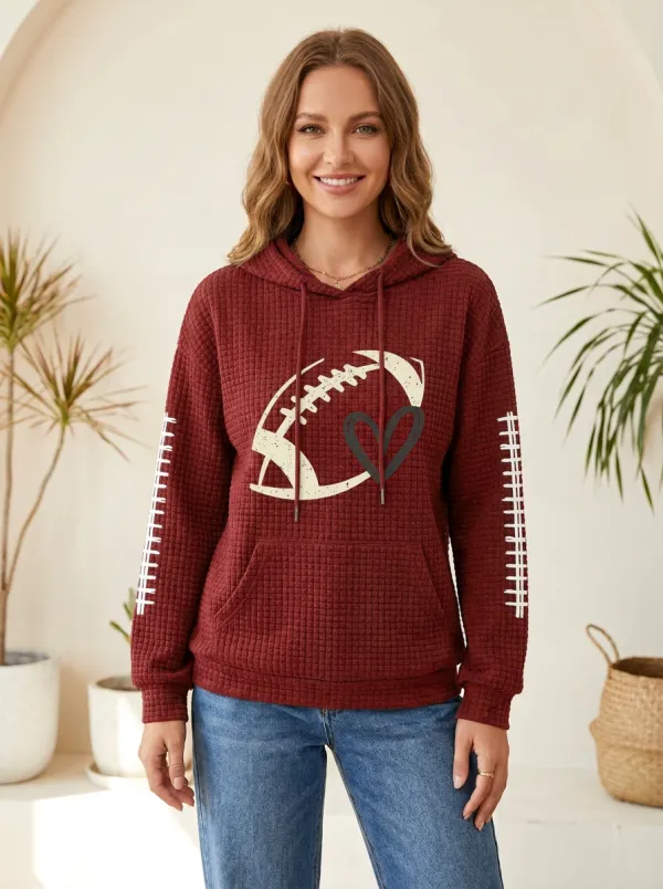 Women's Gridiron Heart Graphic Sleeve Graphic Hoodie