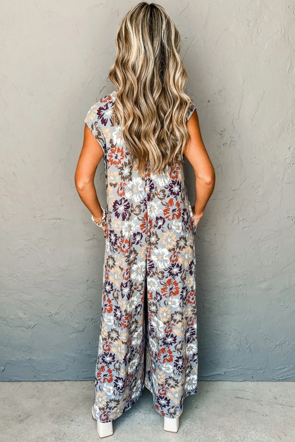 Bohemian Wide Leg Floral Print Jumpsuit