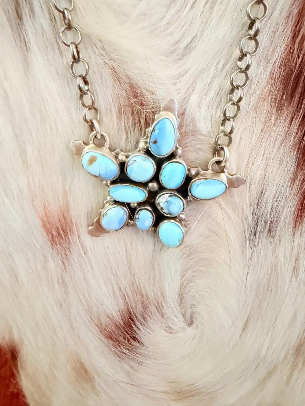 Star Cluster Chain Turquoise Sterling Silver Necklace