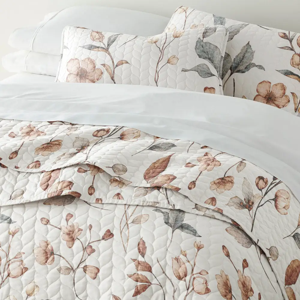 Floral Quilted Coverlet Set