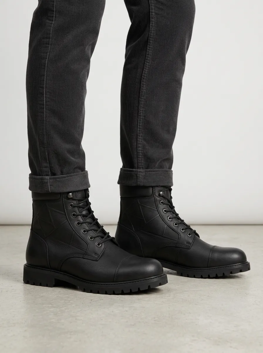 Unisex Casual Geometric Pattern Embossed Print Work Boots