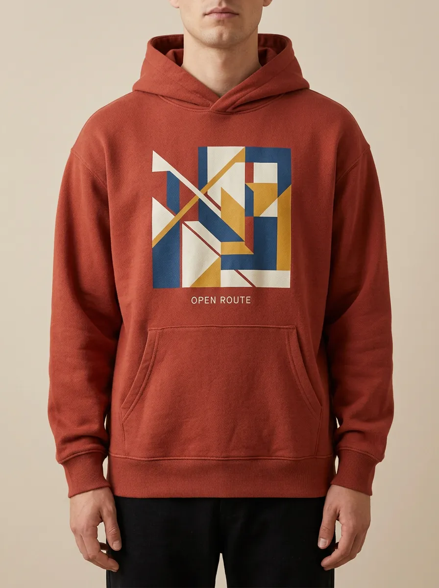 Versatile Open Route Geometric Abstract Hoodie