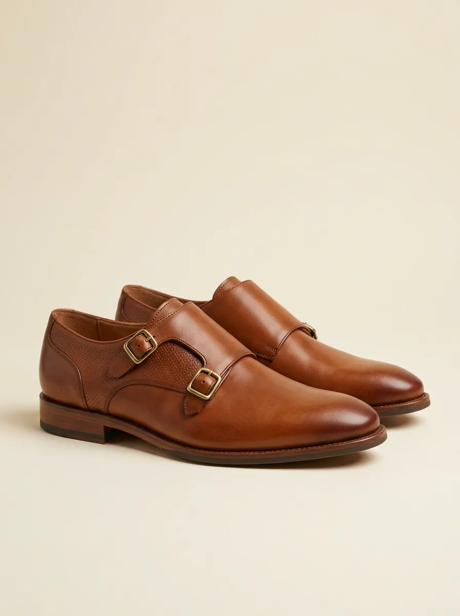Men's Classic Business Formal Leather Double Monk Strap Shoes