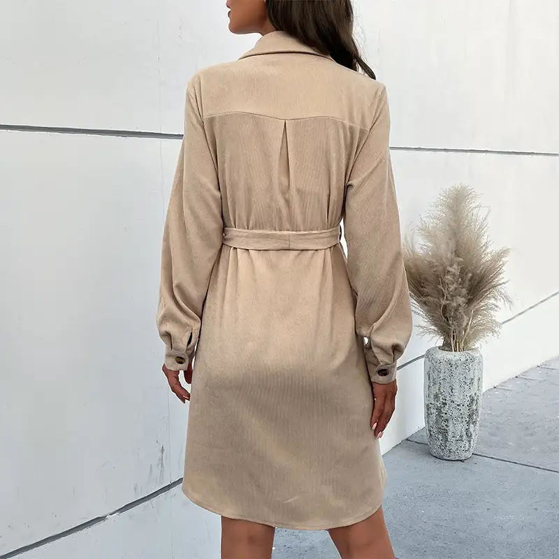Women's Shirt Belted Evening Dress