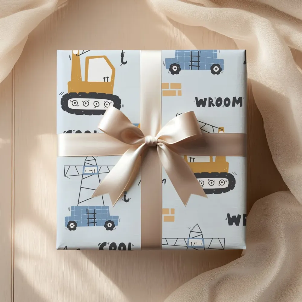 Construction Vehicle Gift Wrapping Paper