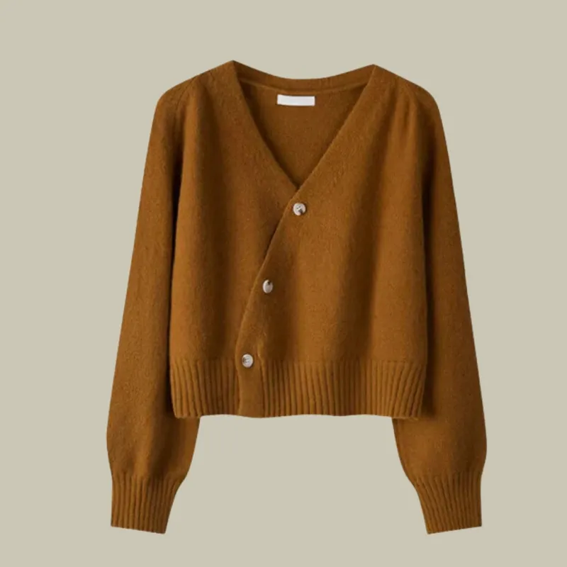 Cross Button V Neck Merino and Wool Sweater