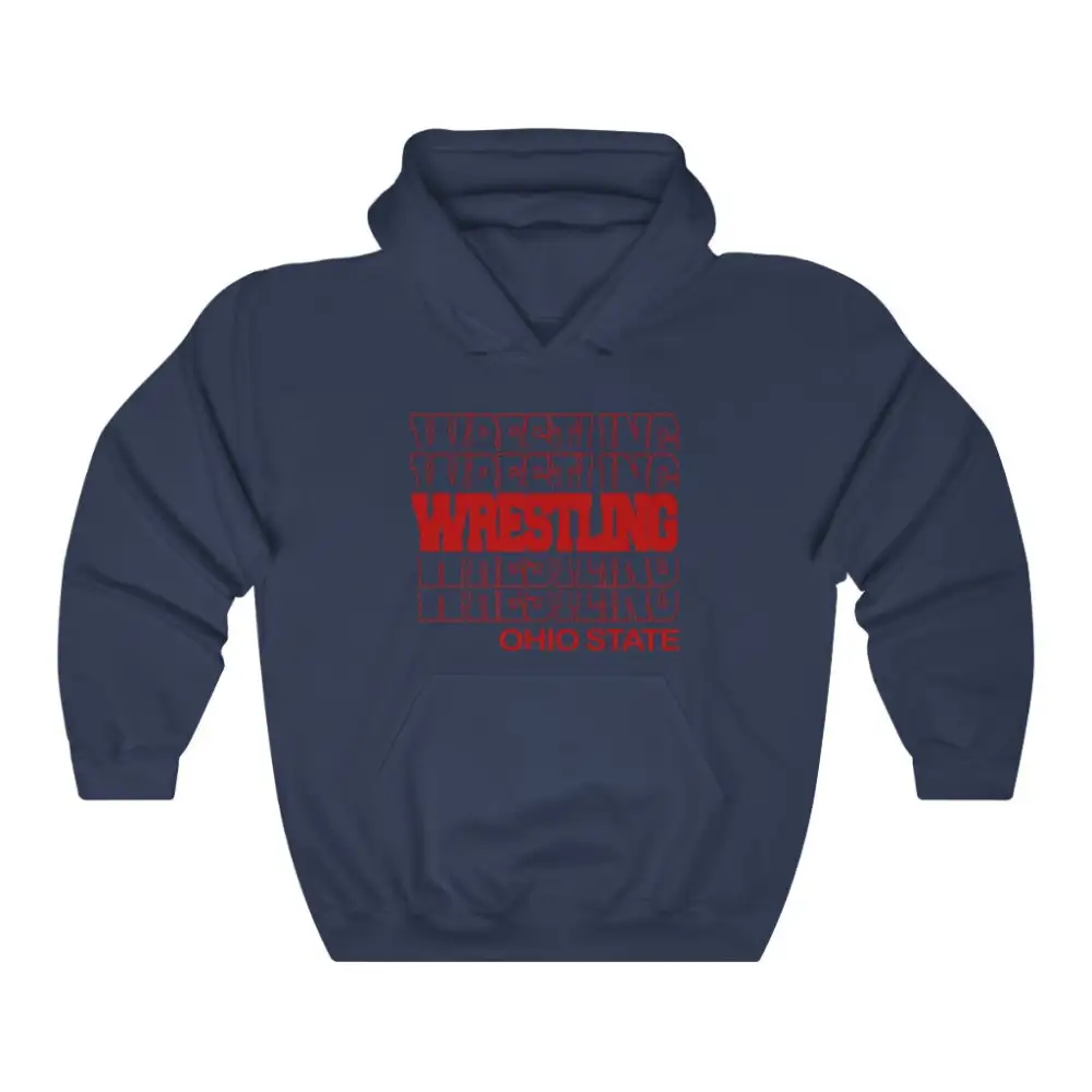 Relaxed Modern Stacked Wrestling Graphic Pullover Hoodie