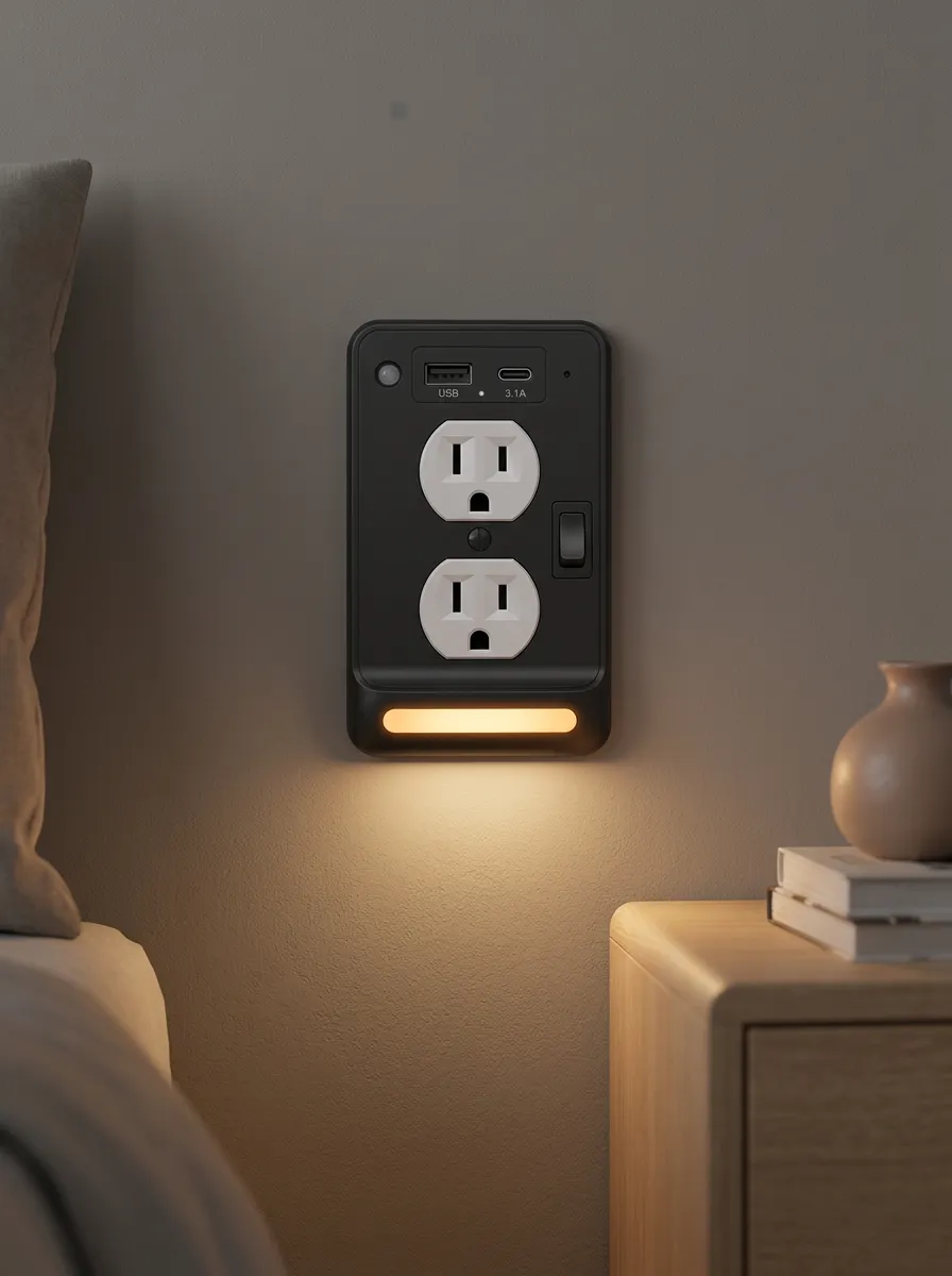 Modern Minimalist Black Printed LED Outlet Cover