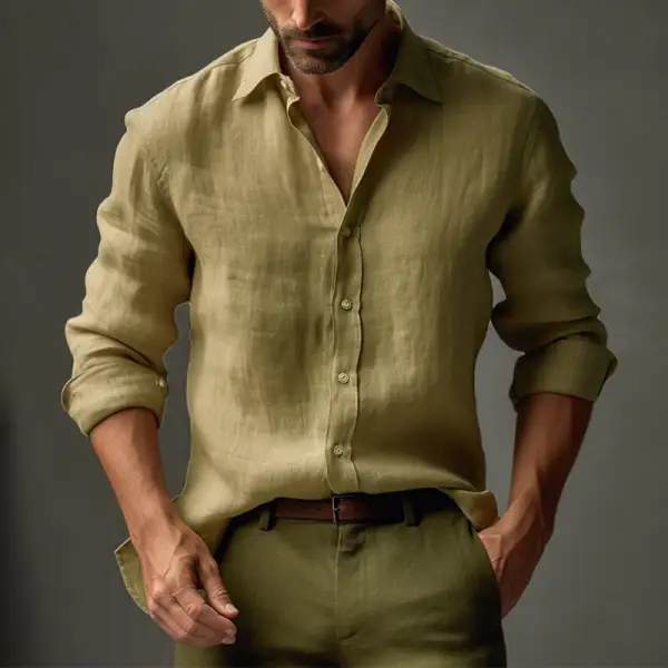 Camp Collar Button Linen Shirt