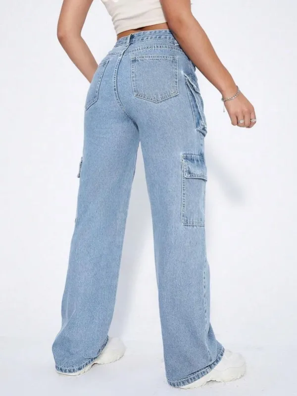 Light Blue Straight Leg High Waist Relaxed Jeans