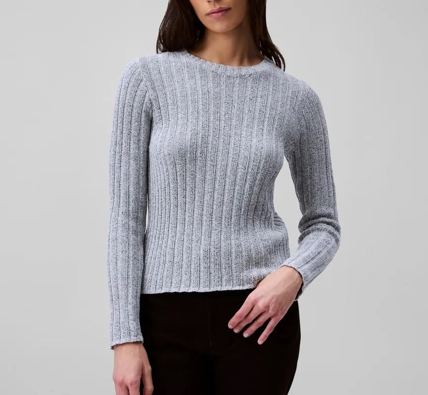 Textured Ribbed Cotton Sweater