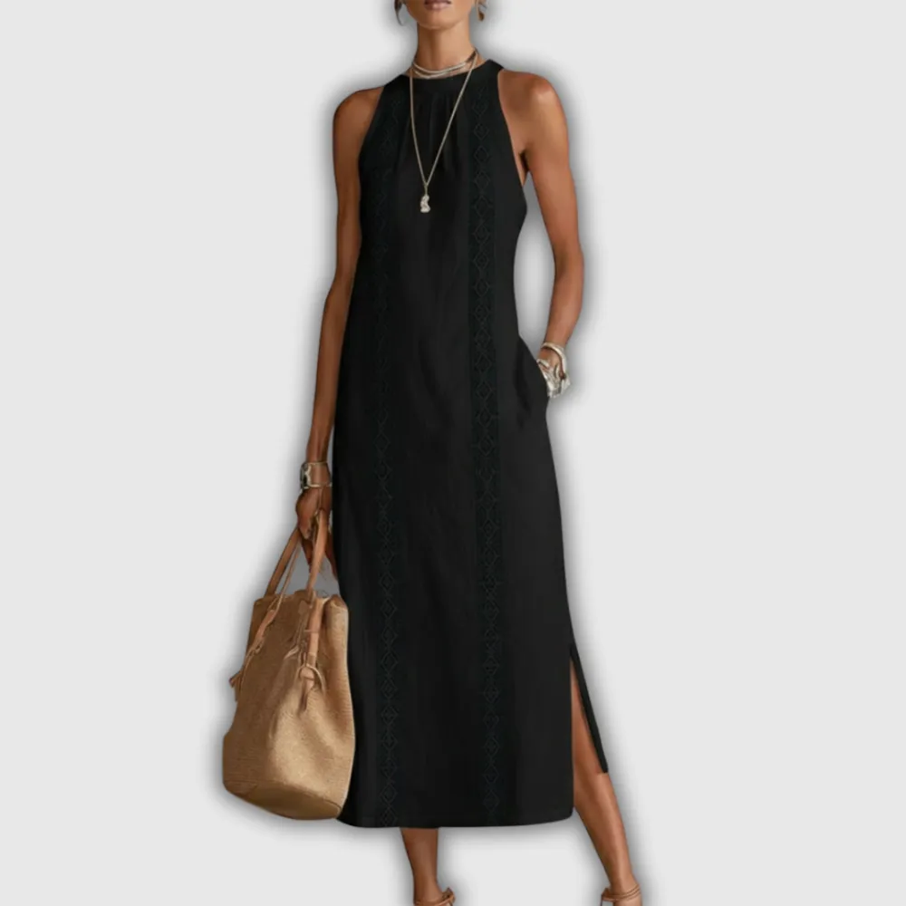 Linen Cotton Relaxed Midi Dress