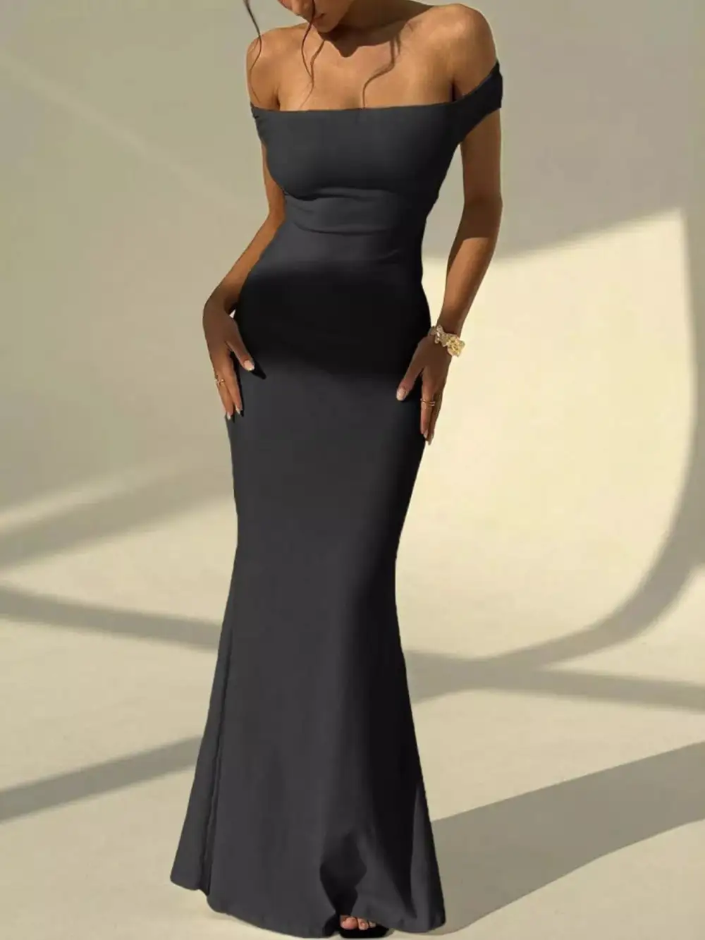 Backless Off Shoulder Bodycon Mermaid Maxi Dress