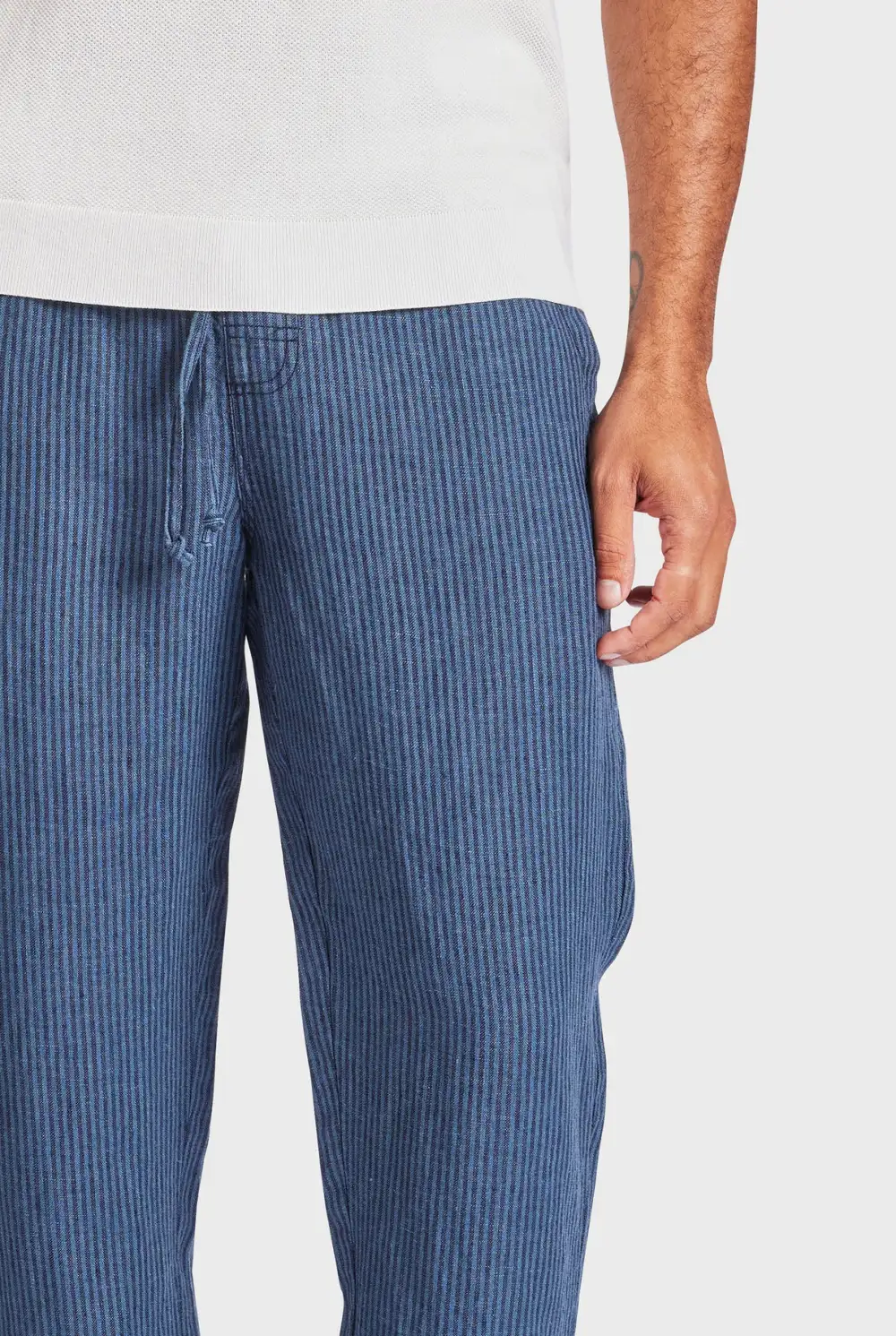 Relaxed Fit Linen Blend Drawstring Trousers