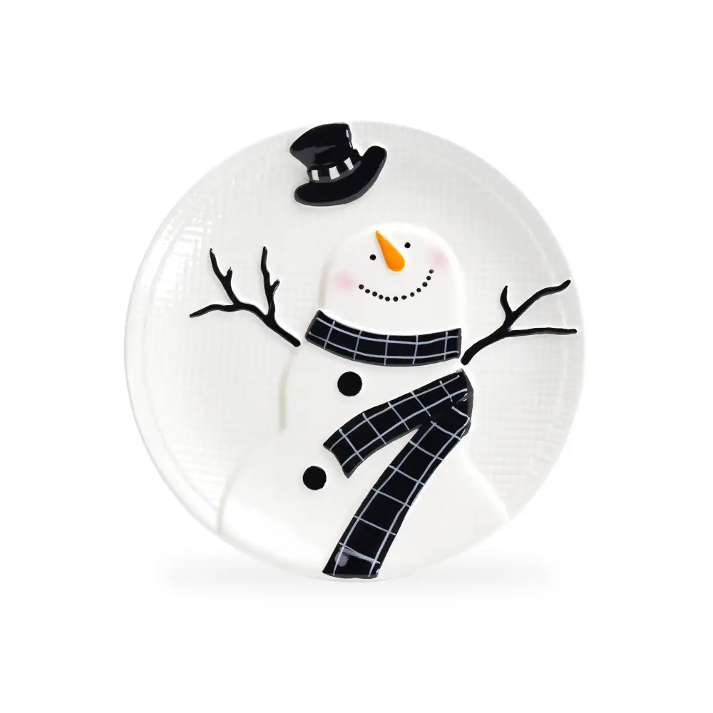 Happy Snowman Ceramic Dessert Plate