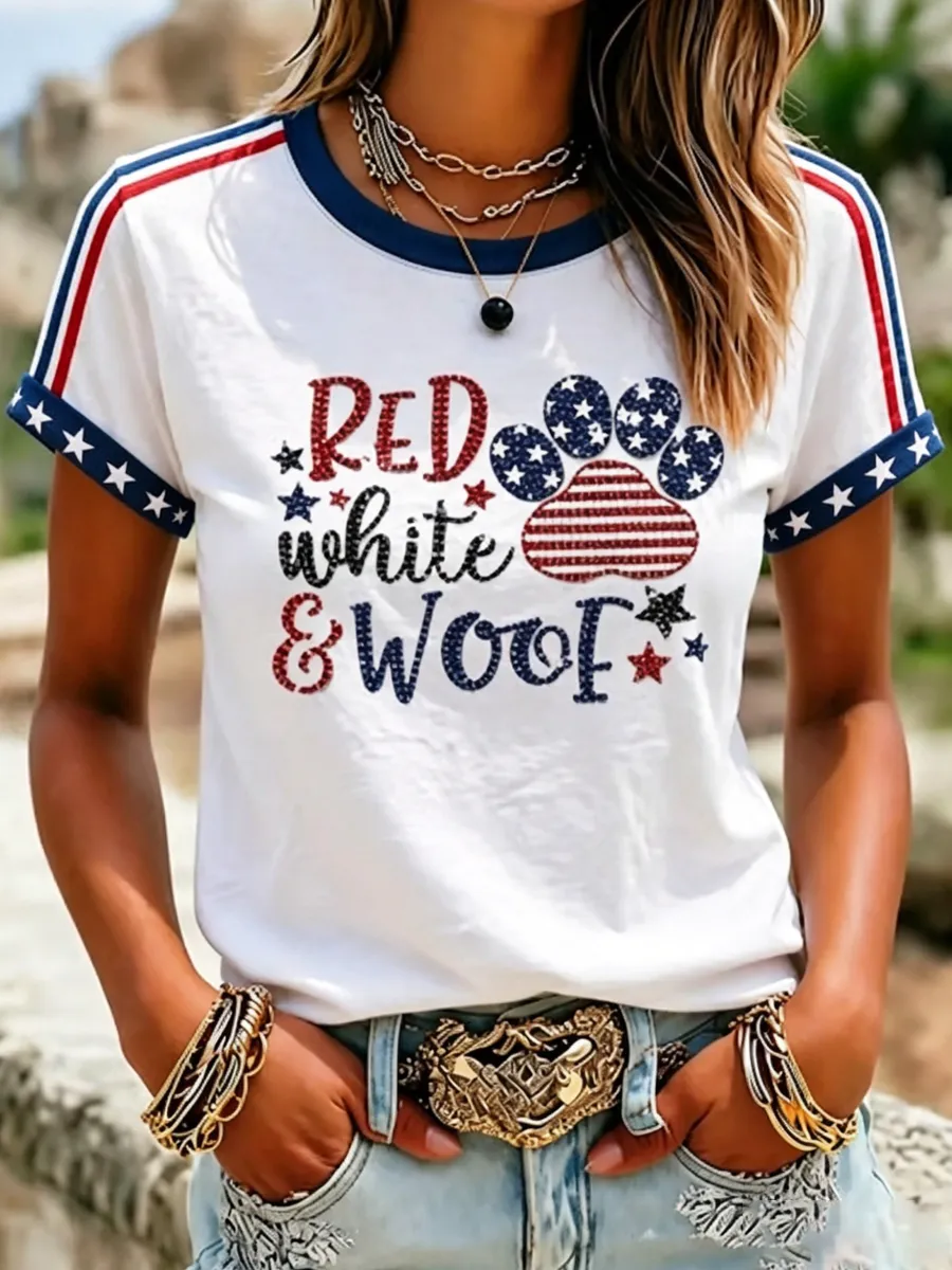 Women'S Proud American Dog 250Th Anniversary Patriotic Claw Print T-Shirt