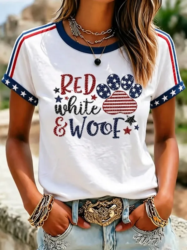 Women'S Proud American Dog 250Th Anniversary Patriotic Claw Print T-Shirt