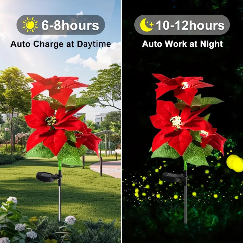 2 Pcs Outdoor Flower Solar Lights