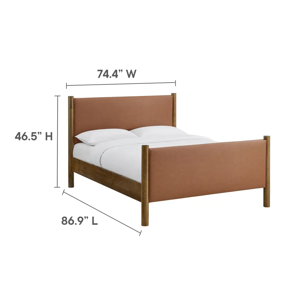 Vegan Leather Upholstered Platform Bed
