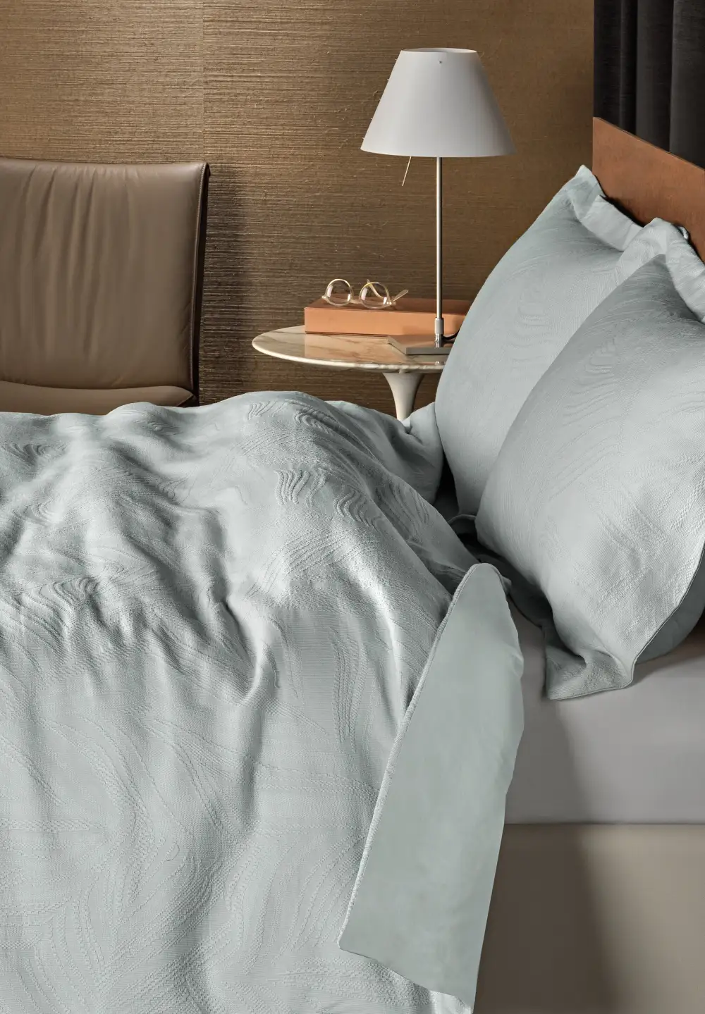 Modern Bedroom Woven Leaf Linen Duvet Cover Set